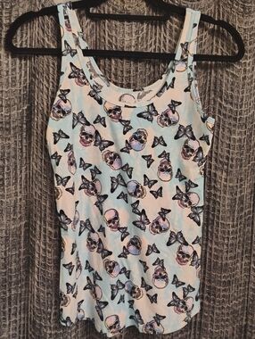 No Boundaries Skull Butterfly Tank Top Medium Goth Pastel